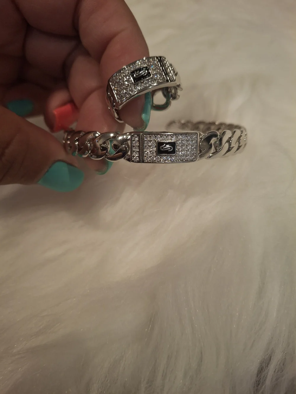 Silver-Tone Men’s Chain Bracelet and Ring Set - Unbranded